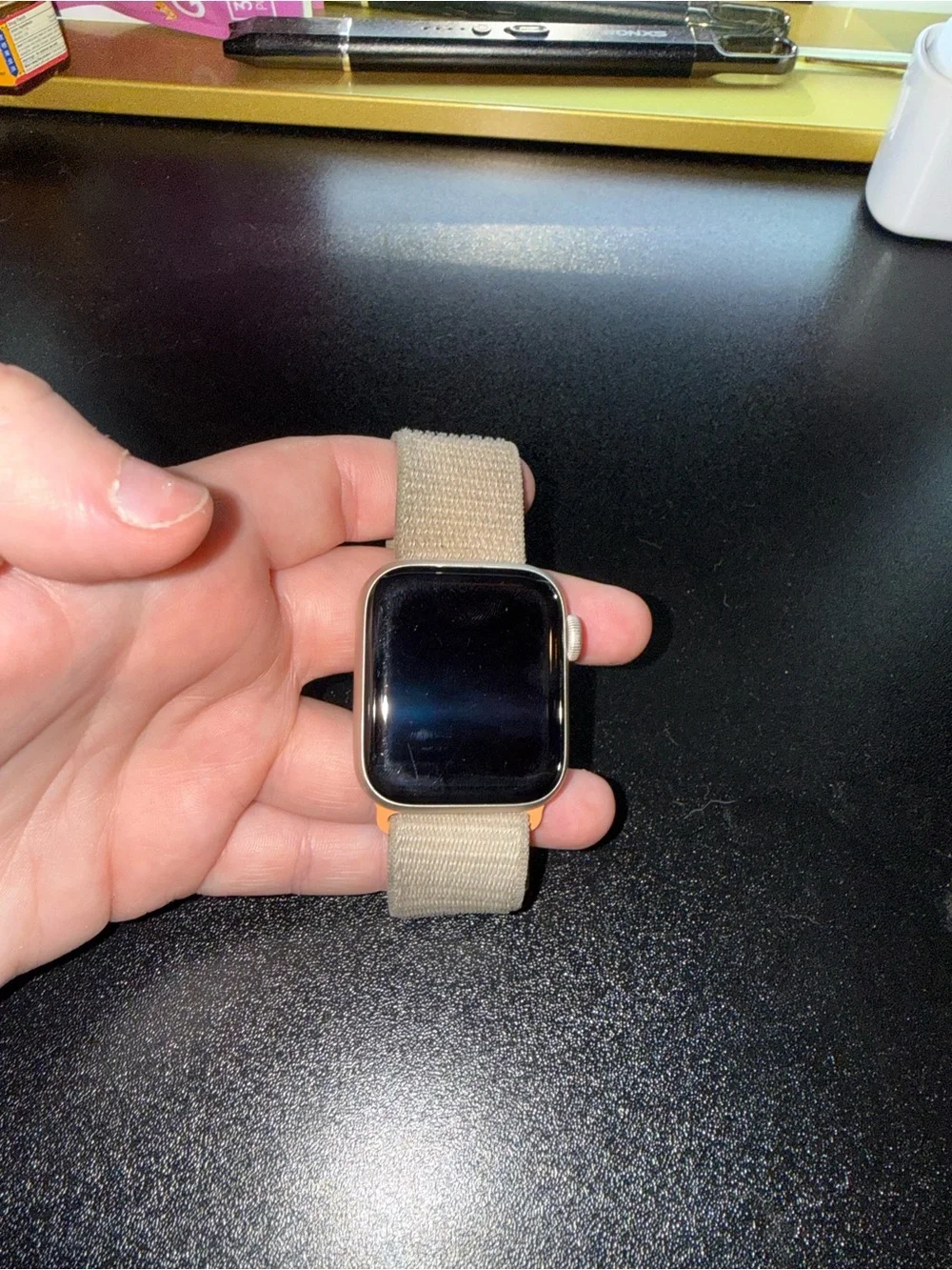 Apple Smartwatch with Beige Fabric Band